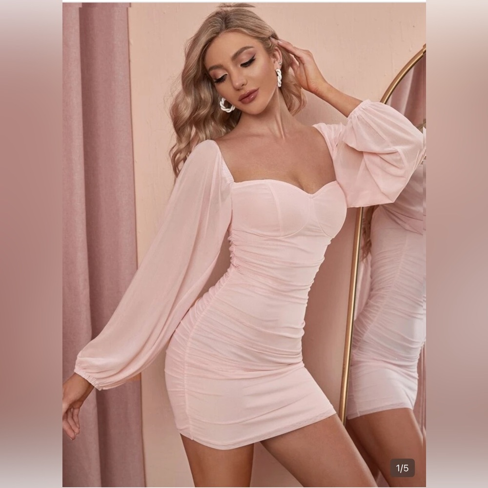 Shein Sweetheart Neck Ruched Bodycon Dress